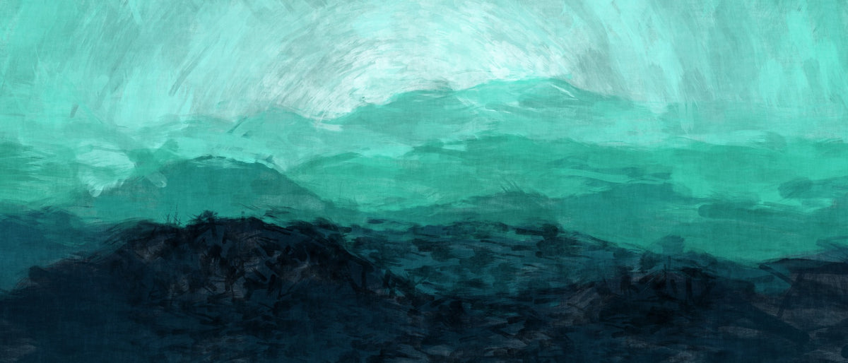 Sea Green Watercolor Mountain Ranges Wallpaper Murals in your room