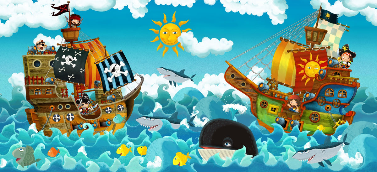 Pirates in the sea wallpaper mural in your room