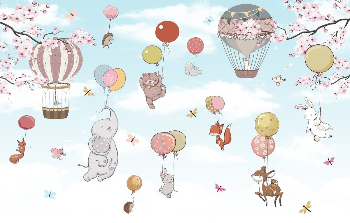 Levitating animals wallpaper mural in your room