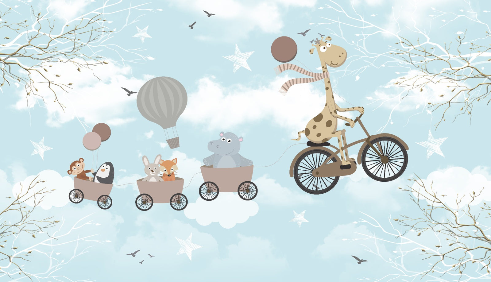 Adorable Animals Kids Room Wallpaper Mural