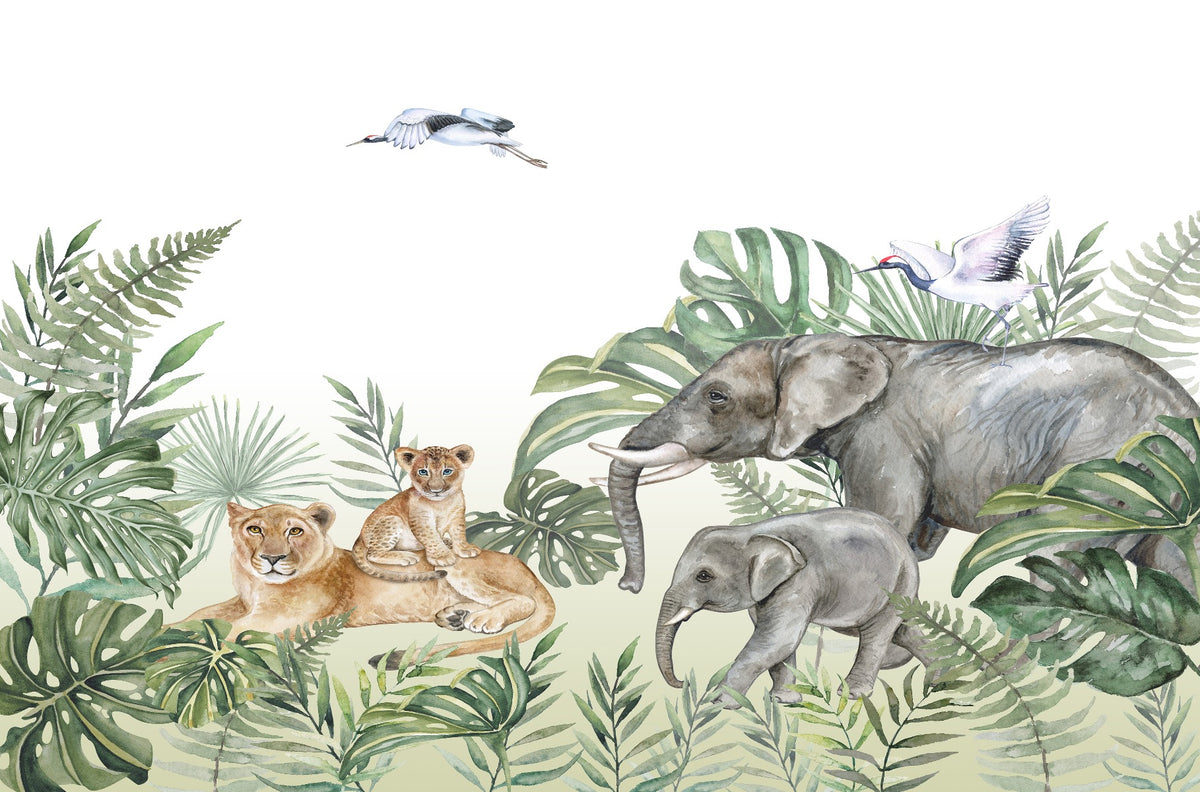 Royal Jungle Safari Wallpaper Murals in your room — zoomed