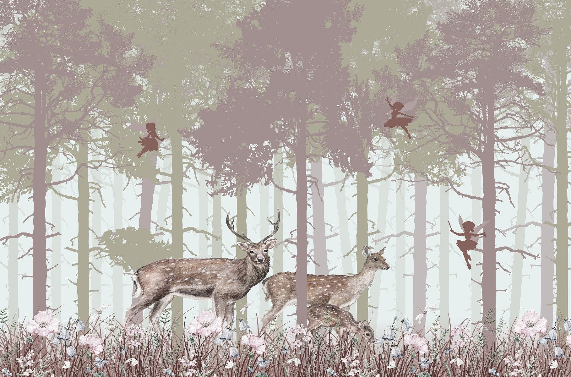 Surreal Fairies Wood Wallpaper Murals