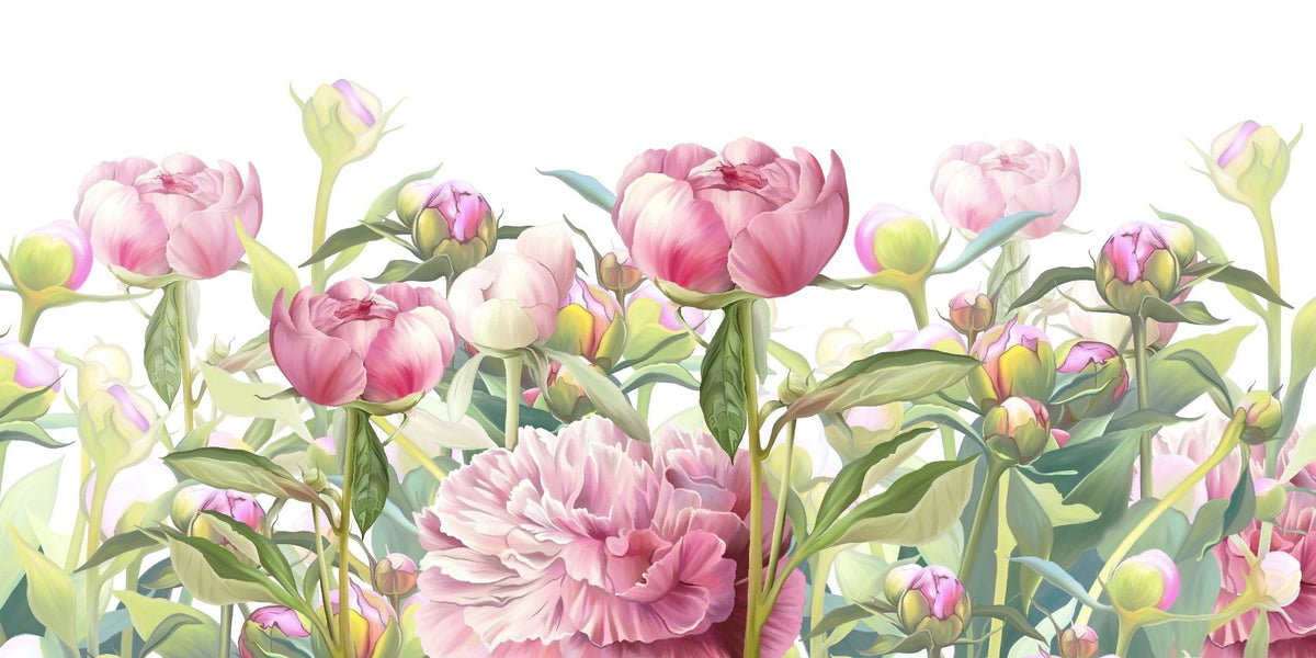 Delicate Peonies Wallpaper Murals in your room — zoomed
