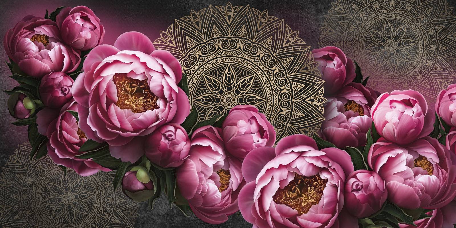 Pink Floral Mandala Design Wallpaper Murals in your room