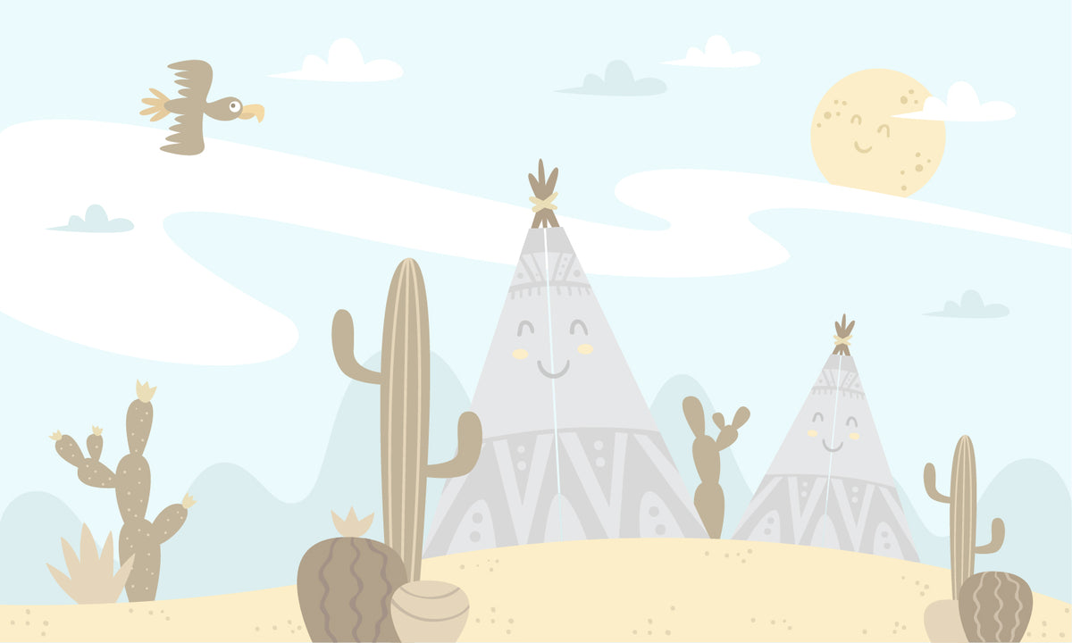 Tips Desert Cartoon Mountain Nursery Wallpaper in your room