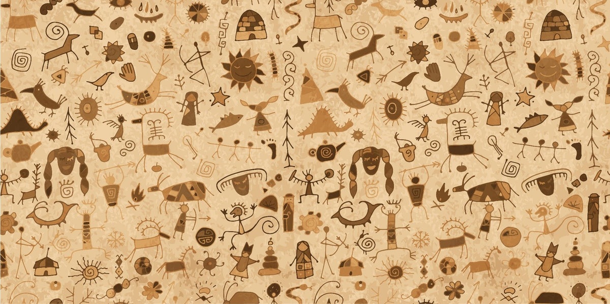Old Warli Art Rock Painting Wallpaper Murals in your room — zoomed