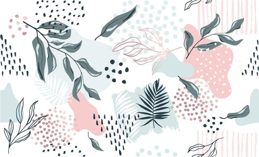 Colorful & Trendy Design Leaves Wallpaper Mural