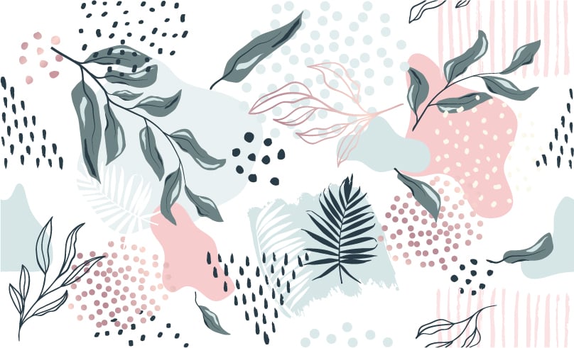 Colorful & Trendy Design Leaves Wallpaper Mural