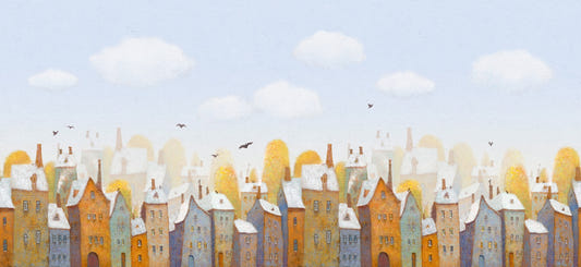 Watercolor Day Light City View Wallpaper Mural