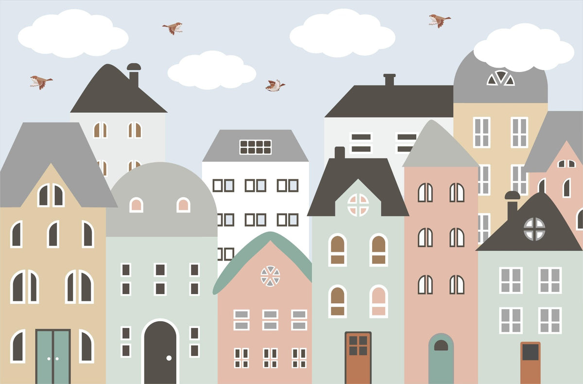 Kids & Nursery City Building Wallpaper in your room — zoomed