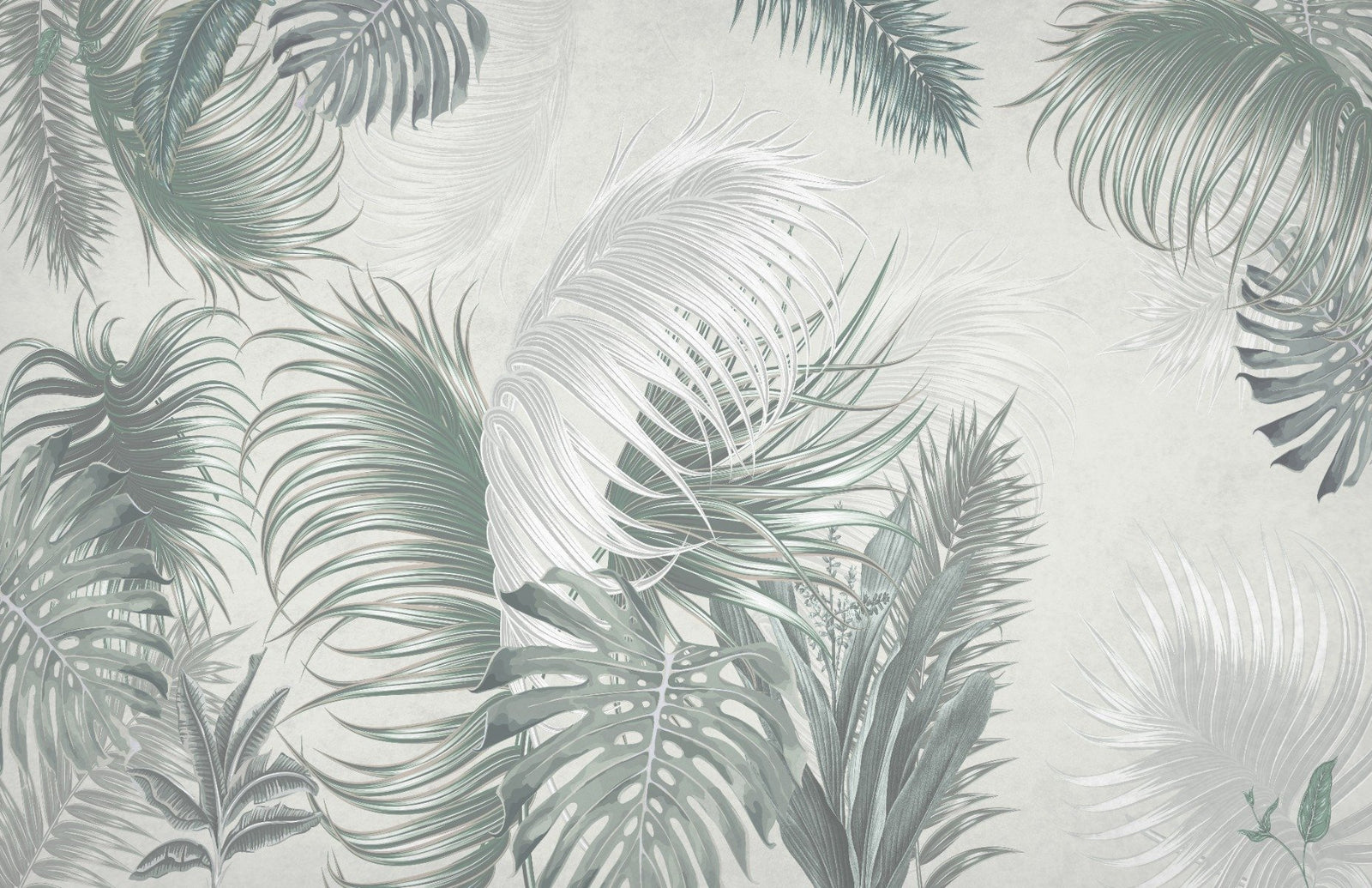 Large Gray Green Palm Leaves Wallpaper