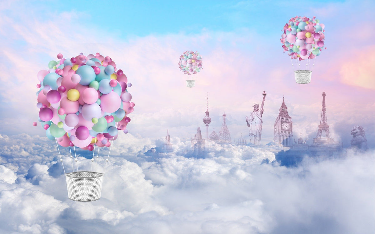 Colorful Fire Balloons Textured Wallpaper Mural in your room