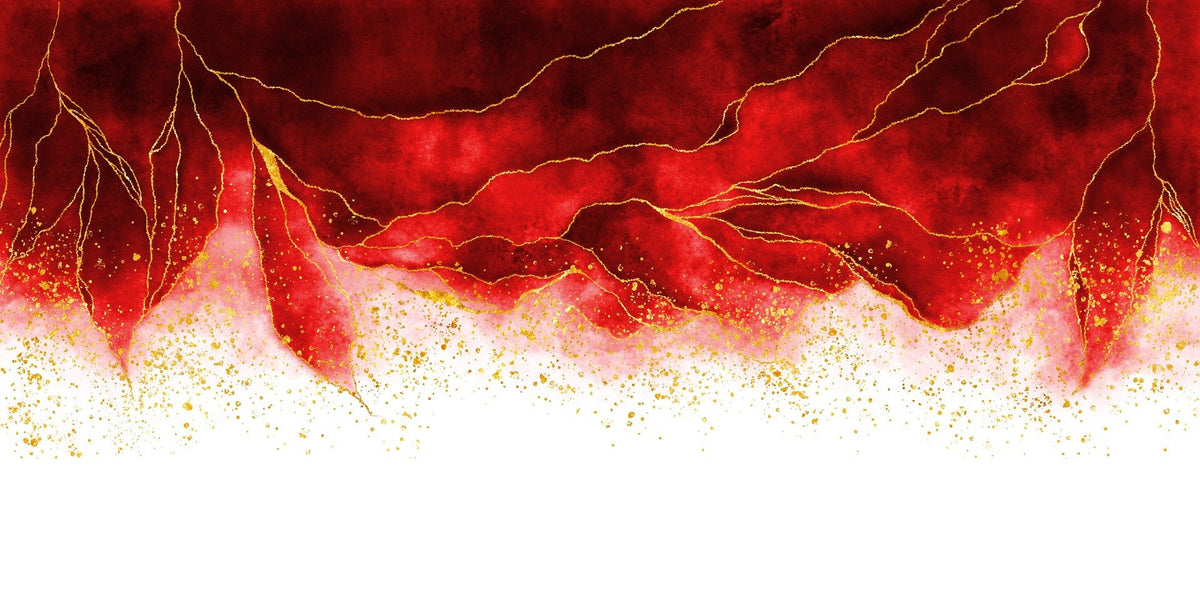 Watercolor Hanging Red Spilled & Brushed Wallpaper Mural in your room — zoomed