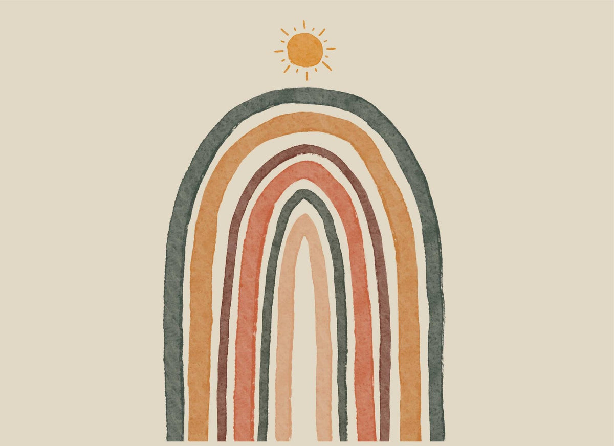 Boho Rainbow Nursery Wallpaper in your room — zoomed