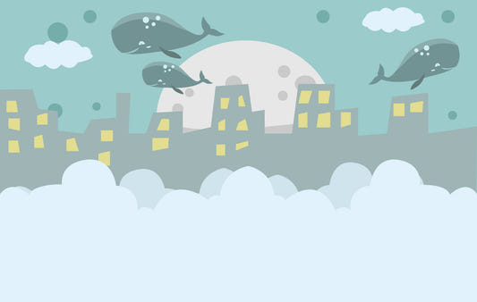 Flying Whale on City Wallpaper