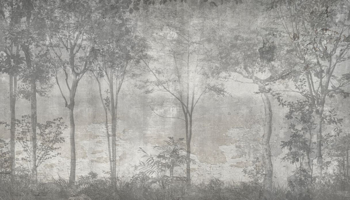 Forest Trees on Stone Wall Wallpaper in your room