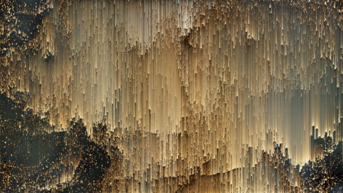 Gold Falling Light Pixels Wallpaper Murals