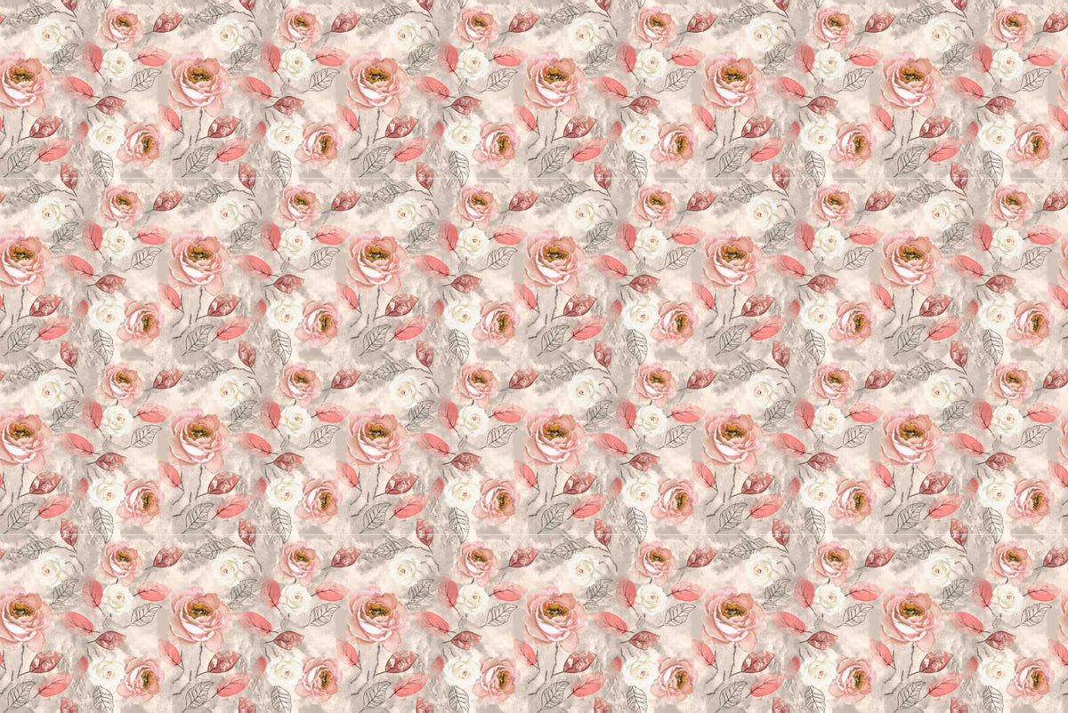 Watercolor Pink Flower Wallpaper Mural in your room — zoomed