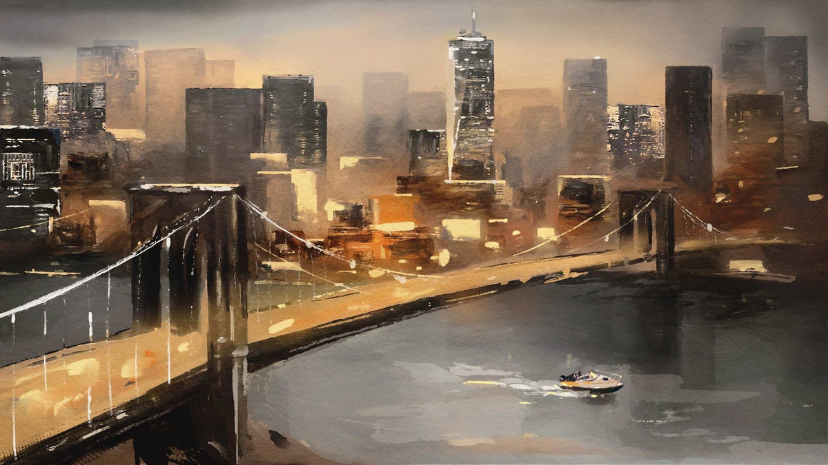 Oil Painted New York Wallpaper in your room