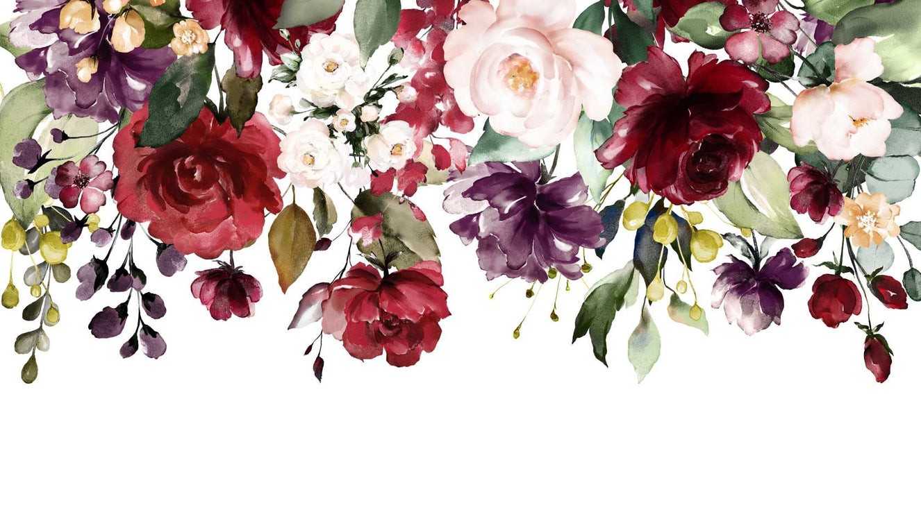 Red and Pink Floral Wallpaper Mural