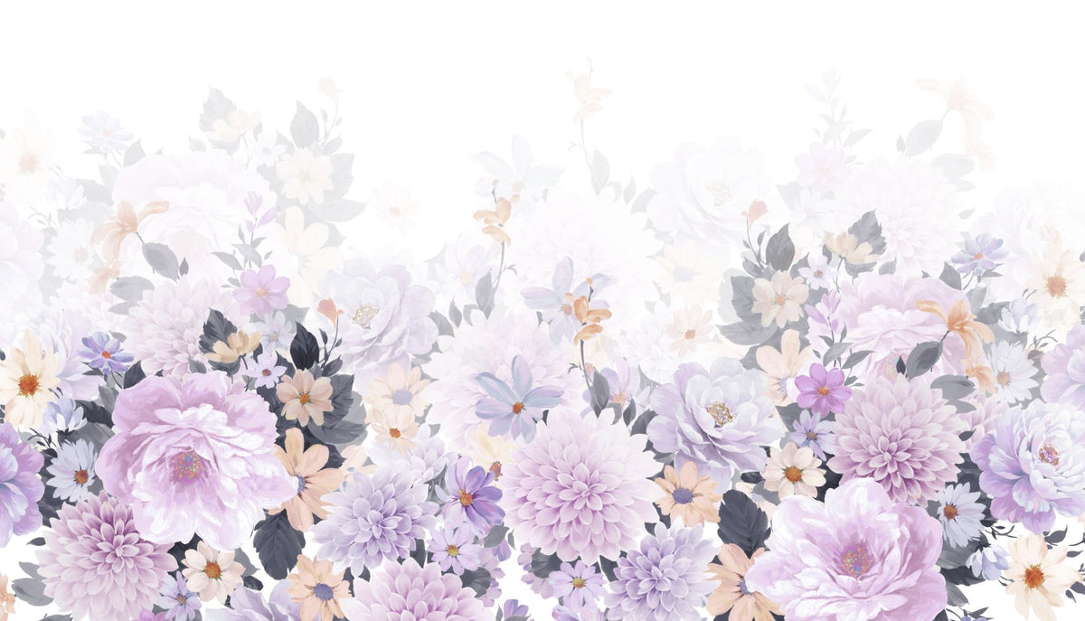 Beautiful Watercolor Peony and Rose Flower Wallpaper in your room — zoomed