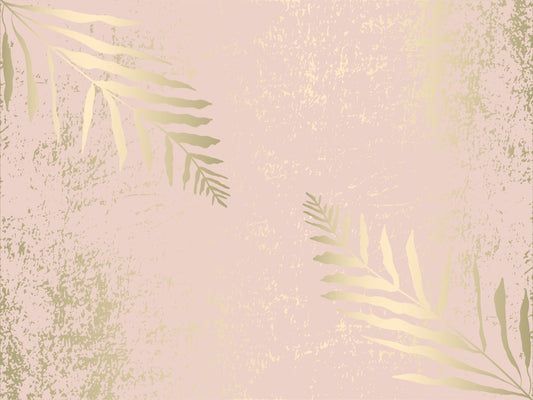Pink and Gold Leaves Wallpaper Mural