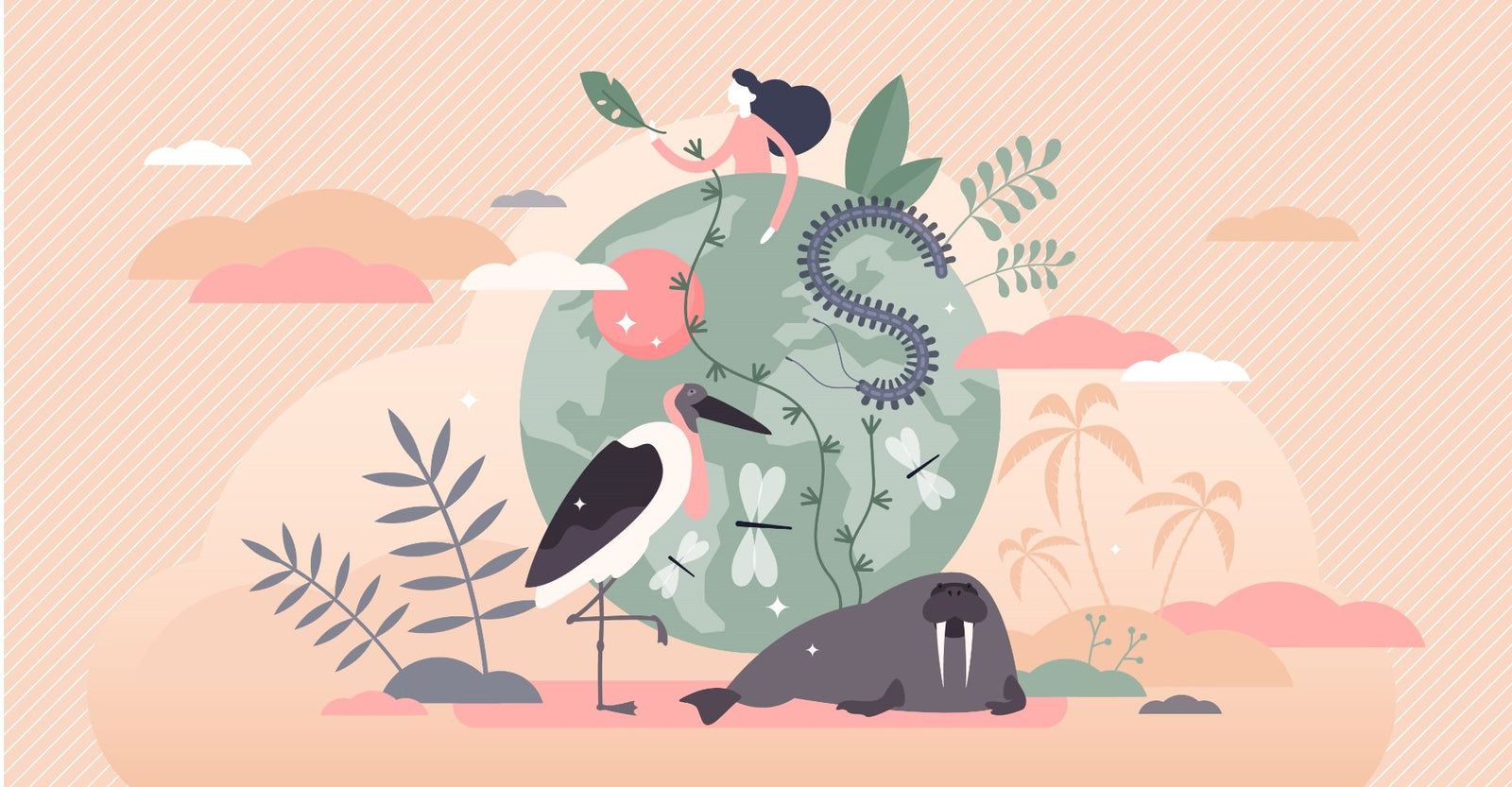 Wildlife Over Earth Wallpaper Mural in your room