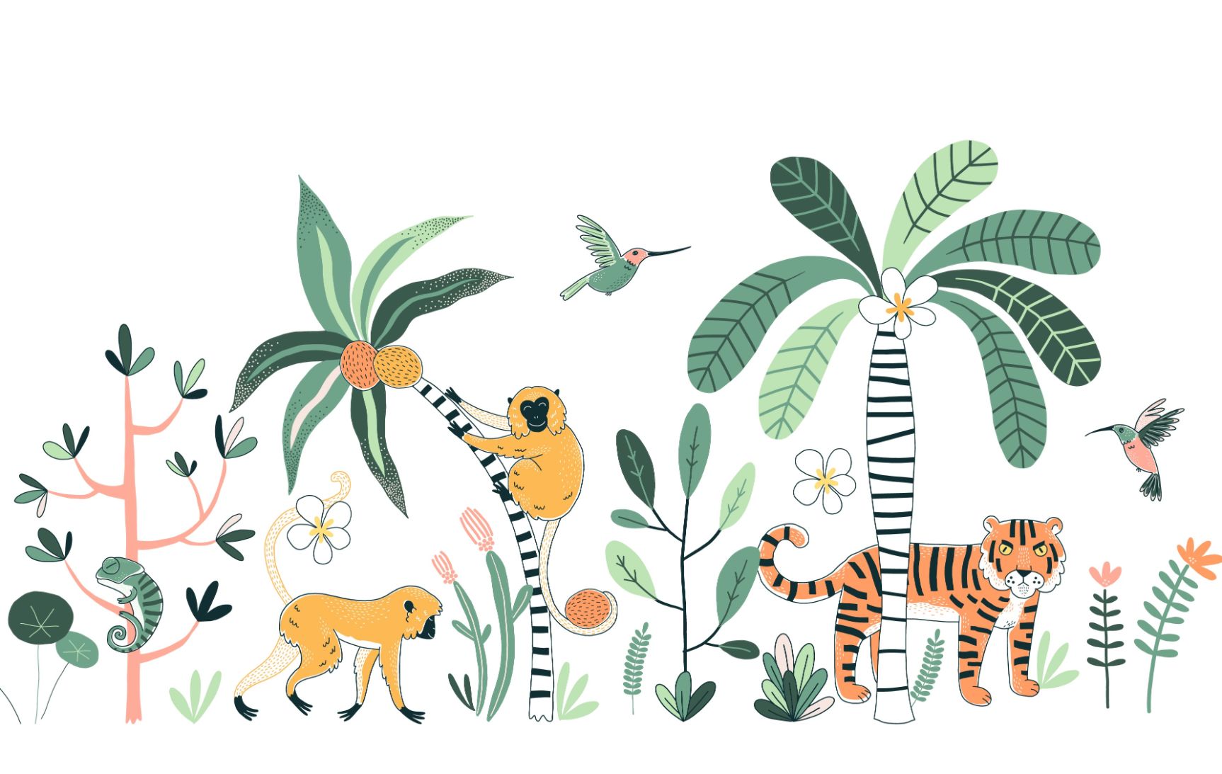 Rainforest Animal kids room Wallpaper in your room — zoomed