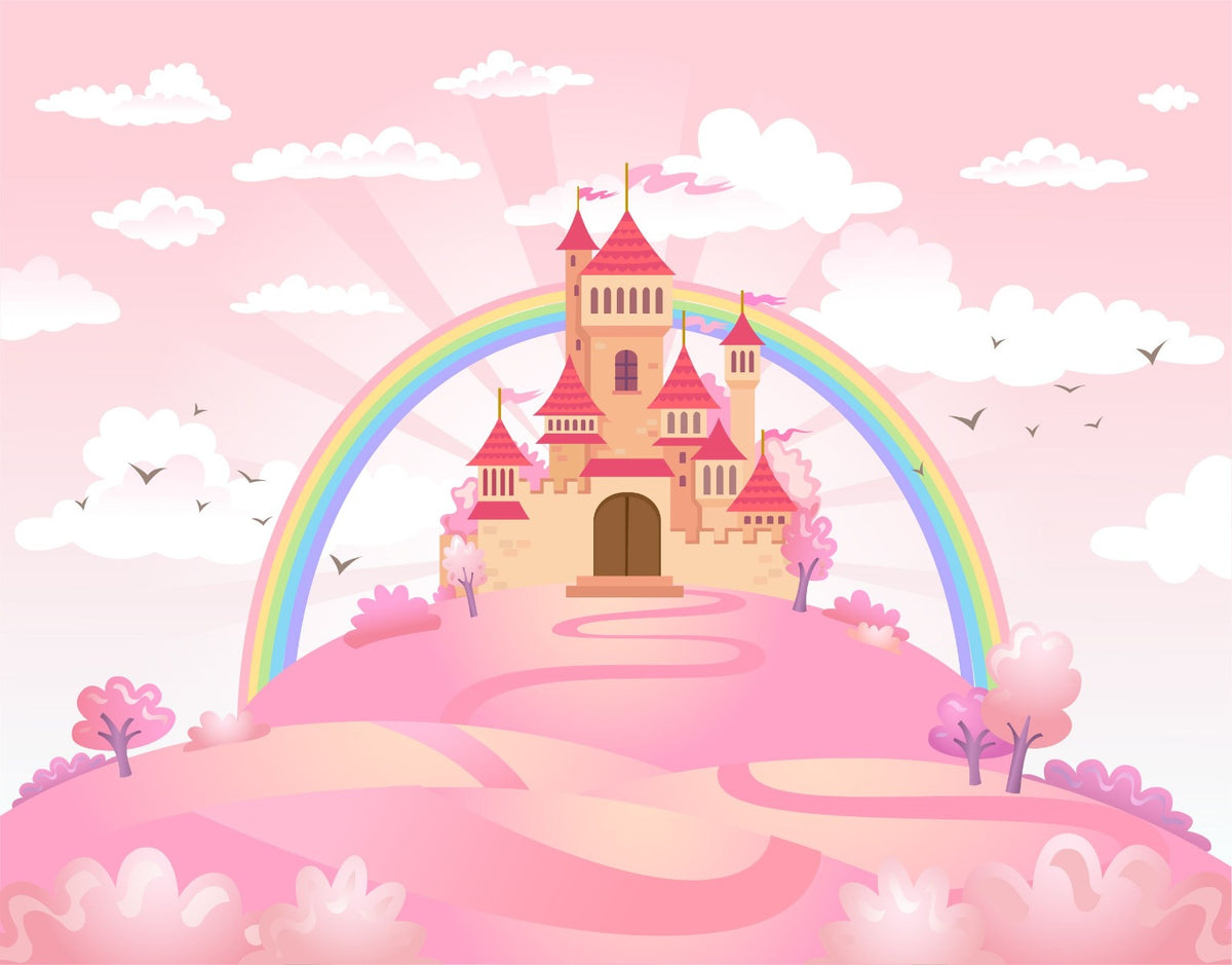 Pink Princess Castle wallpapers Mural in your room — zoomed