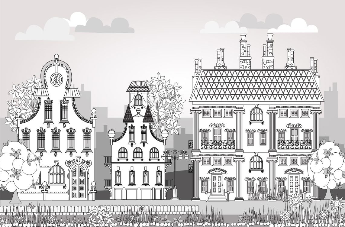 City Town Kids Wallpaper Mural in your room — zoomed