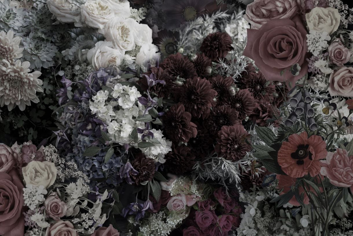 Dark Floral Wallpaper Mural in your room