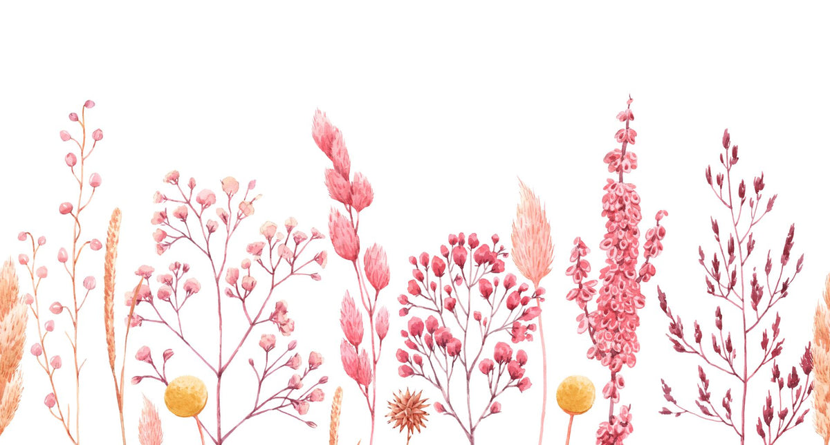 Watercolor Ears of Dried Flowers Wallpaper Murals in your room — zoomed