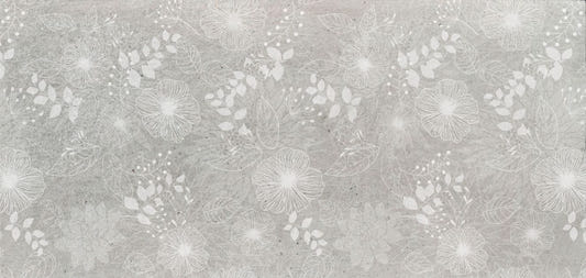 Elegant White and Gray Floral Wallpaper