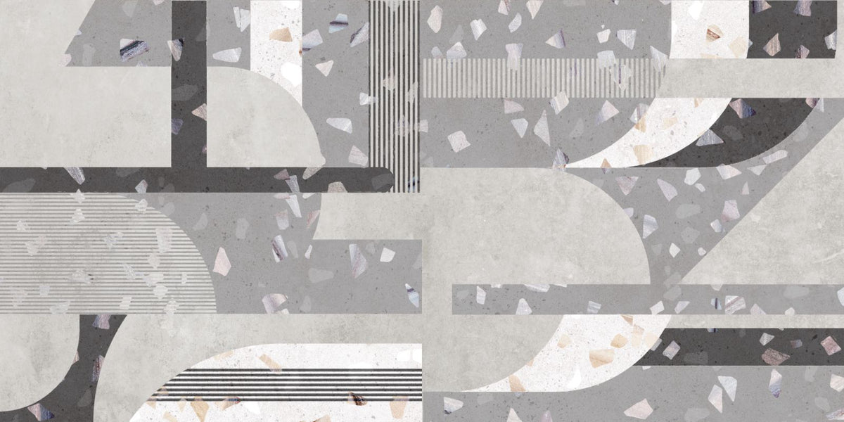 Gray Cement terrazzo tile wallpaper mural in your room