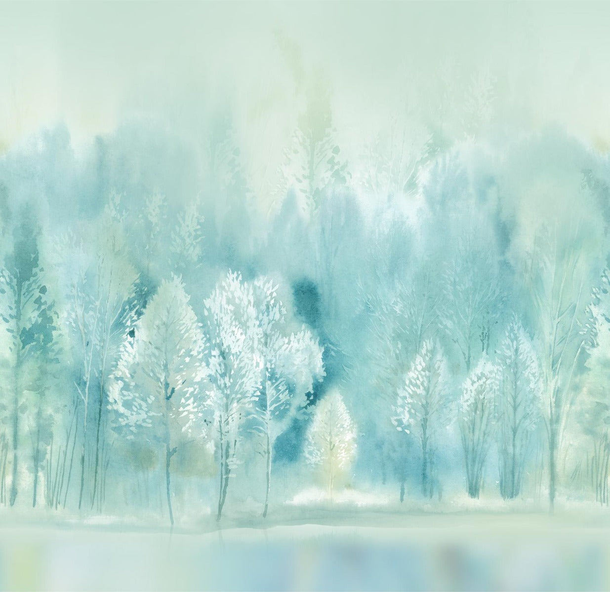 Watercolor Tree Wallpaper Murals in your room — zoomed