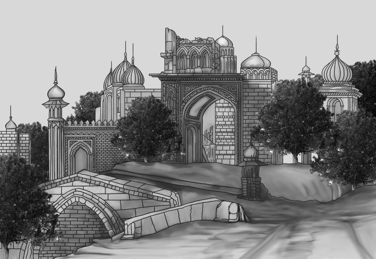 Mughal palace mural