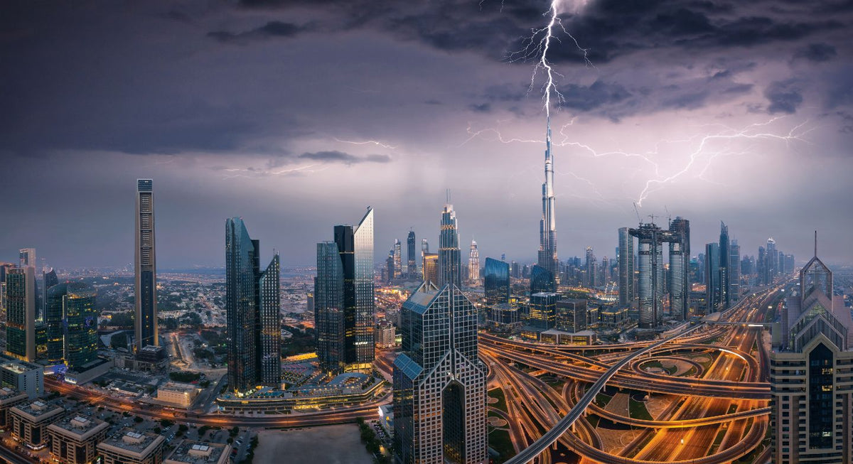 Dubai Skyline Wallpaper Mural in your room — zoomed