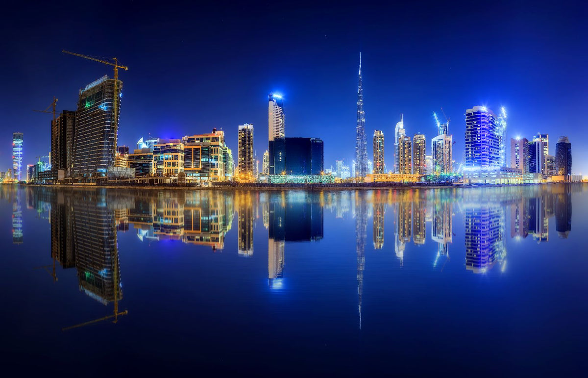 Panoramic Dubai in Night Wallpaper Murals in your room — zoomed