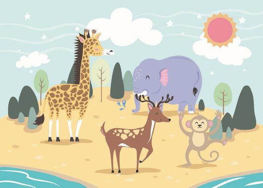 Animal on Island Wallpaper Mural
