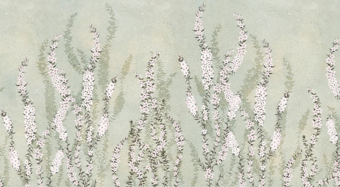 Hanging Flower on Green wallpaper murals in your room — zoomed