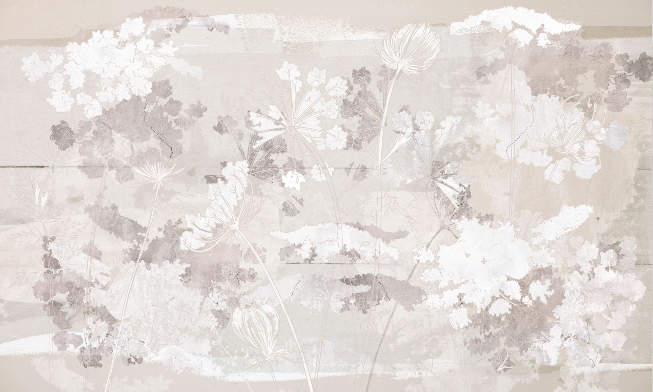 Wildflowers on brown concrete wallpaper murals