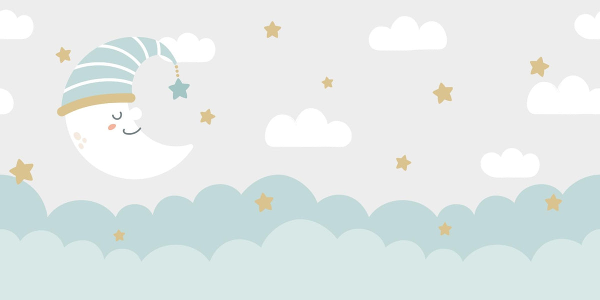 Clouds and Moon Wallpaper Murals in your room — zoomed