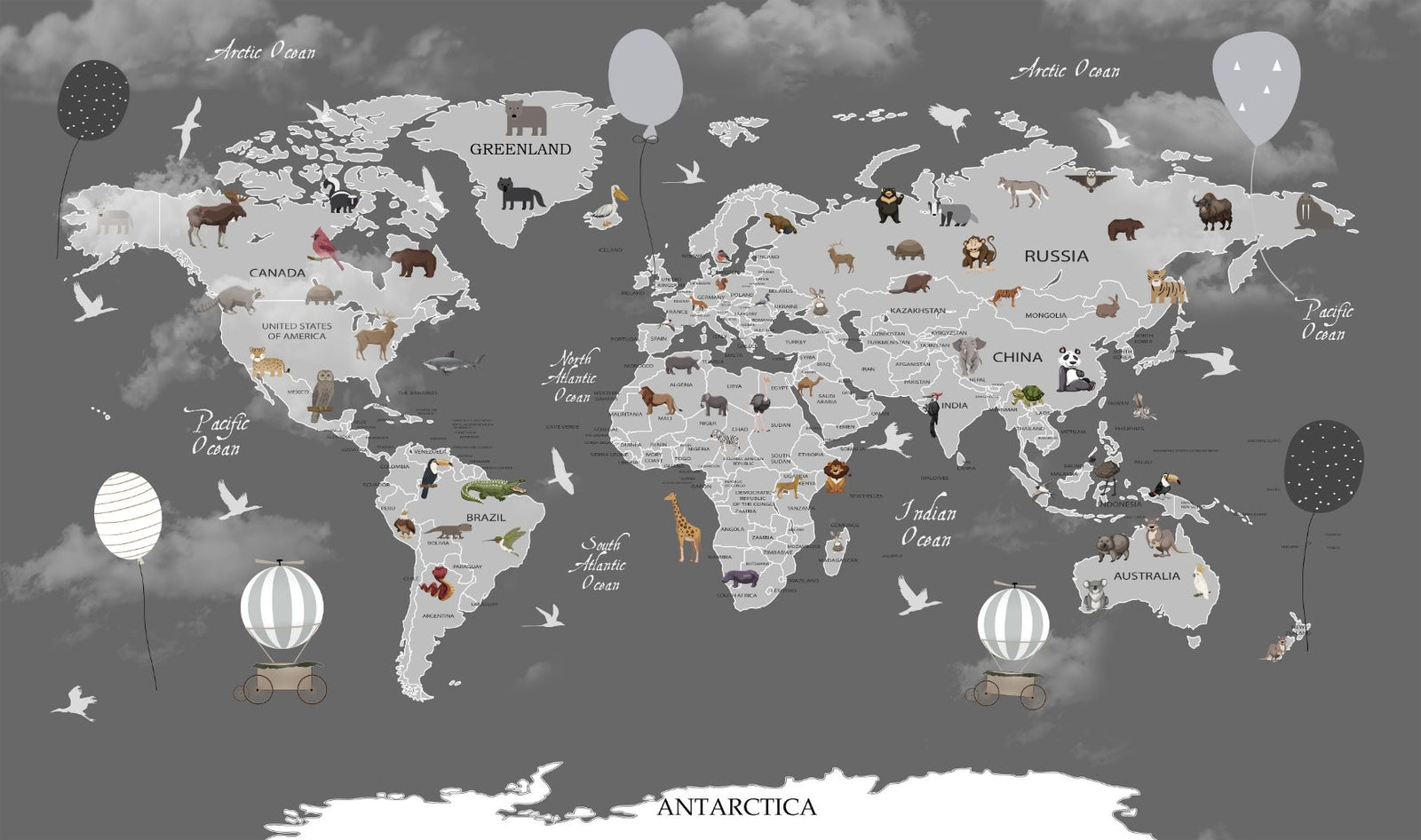 World Map Kids Room Wallpaper