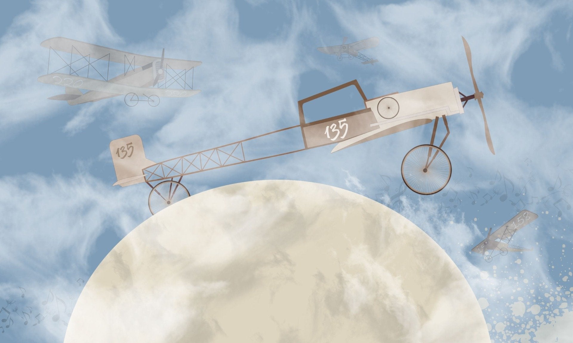 Planes on the Moon Wallpaper Murals in your room — zoomed