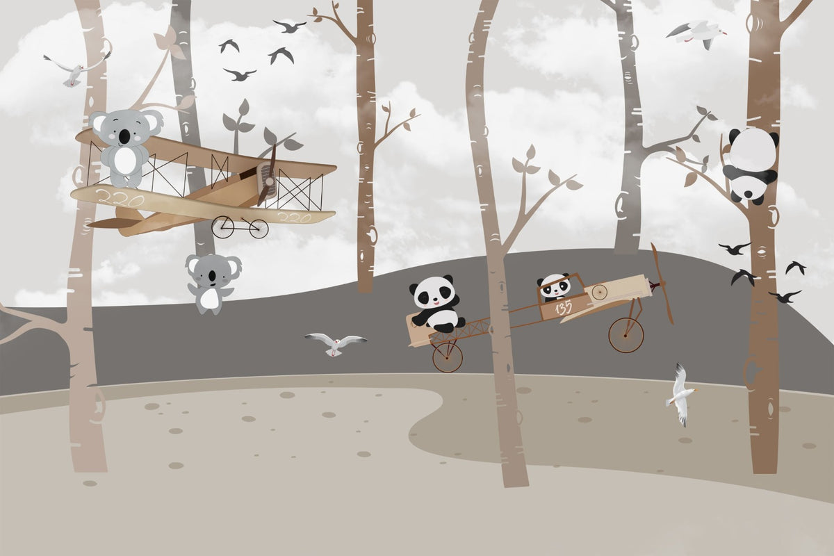 Cute koalas and pandas wallpaper Murals in your room