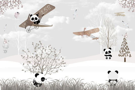 Playing pandas wallpaper murals