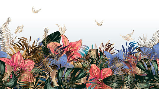 Tropical Leaves Green & Gold Wallpaper Murals