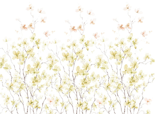 Watercolor yellow flower Wallpaper murals