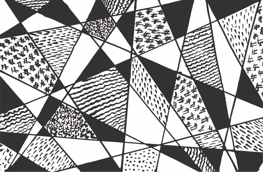 Black and white stroke line Wallpaper Mural in your room — zoomed