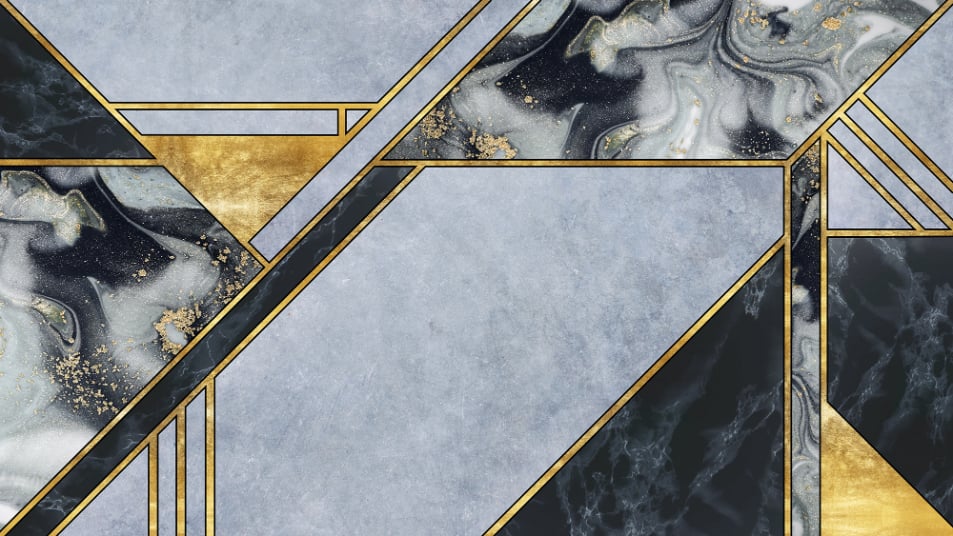 Abstract Gold Geometric Marble Wallpaper Mural in your room — zoomed
